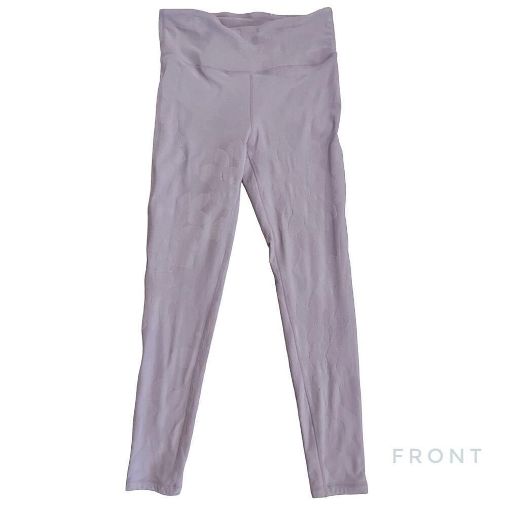 MONO B Yoga Pants Mauve Lilac Stretch Floral Activewear Athleisure Loungewear